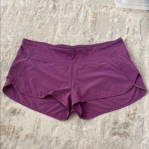 Lululemon Swift Speed Low-rise 2.5” shorts purple size 10
